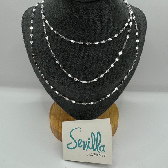 .925 Silver 3-layer Sparkling Necklace - Picture 5 of 6